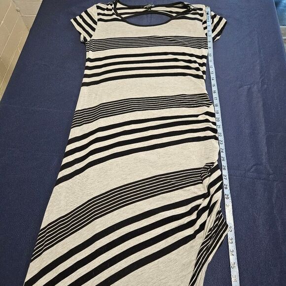 Christian Siriano Dress Asymmetrical Gray w/Black Stripes Size L - Picture 7 of 15